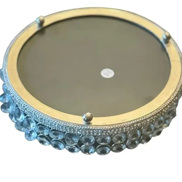 Mirrored Vanity Tray with Crystals- 8 1/2” - Picture 3 of 4